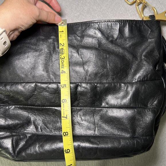 Vintage Juicy Couture Leather Purse Y2K Handbag Black Brass Chunky Chain - Picture 15 of 16